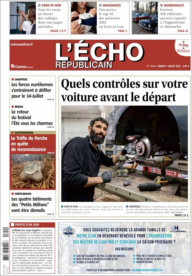 Portada de L'Echo Républicain (France)