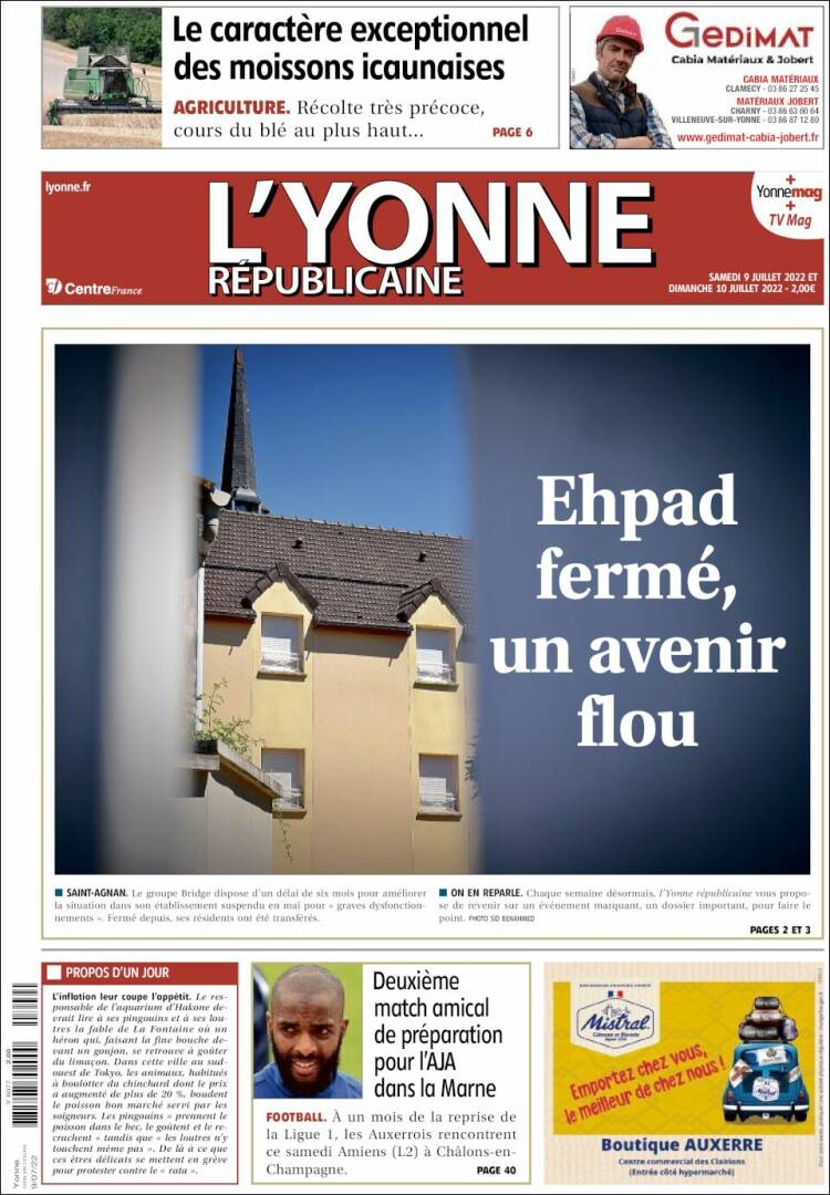 Portada de L'Yonne-Républicaine (France)