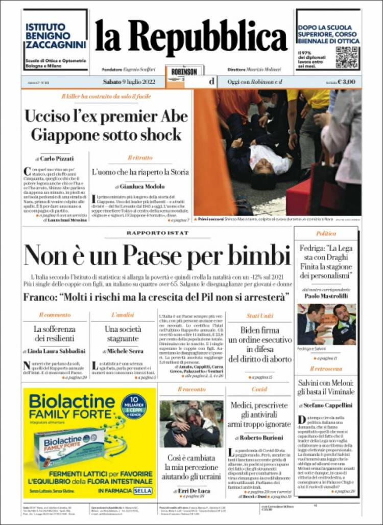 Portada de La Repubblica (Italie)