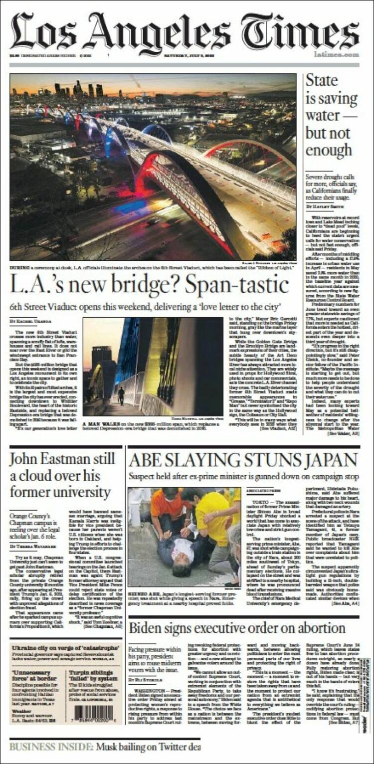 Portada de Los Angeles Times (USA)