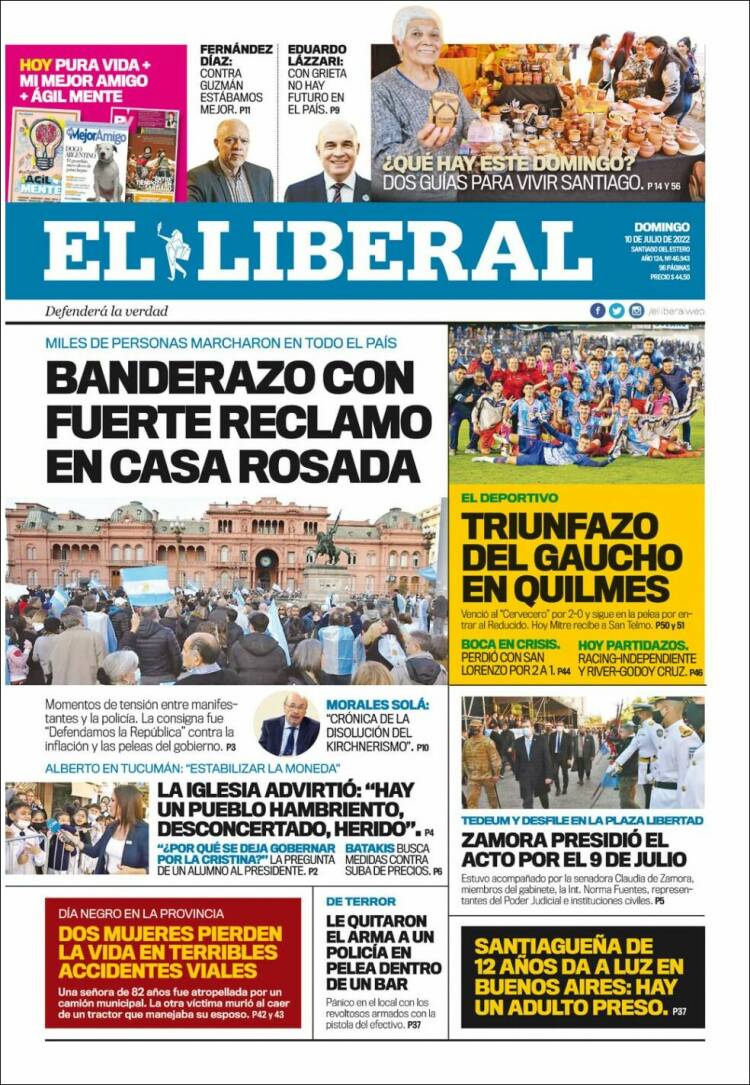 Portada de Diario El Liberal (Argentina)
