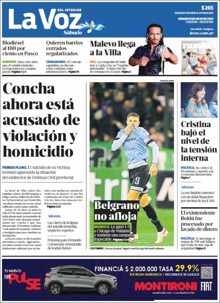 Portada de La Voz del Interior (Argentina)