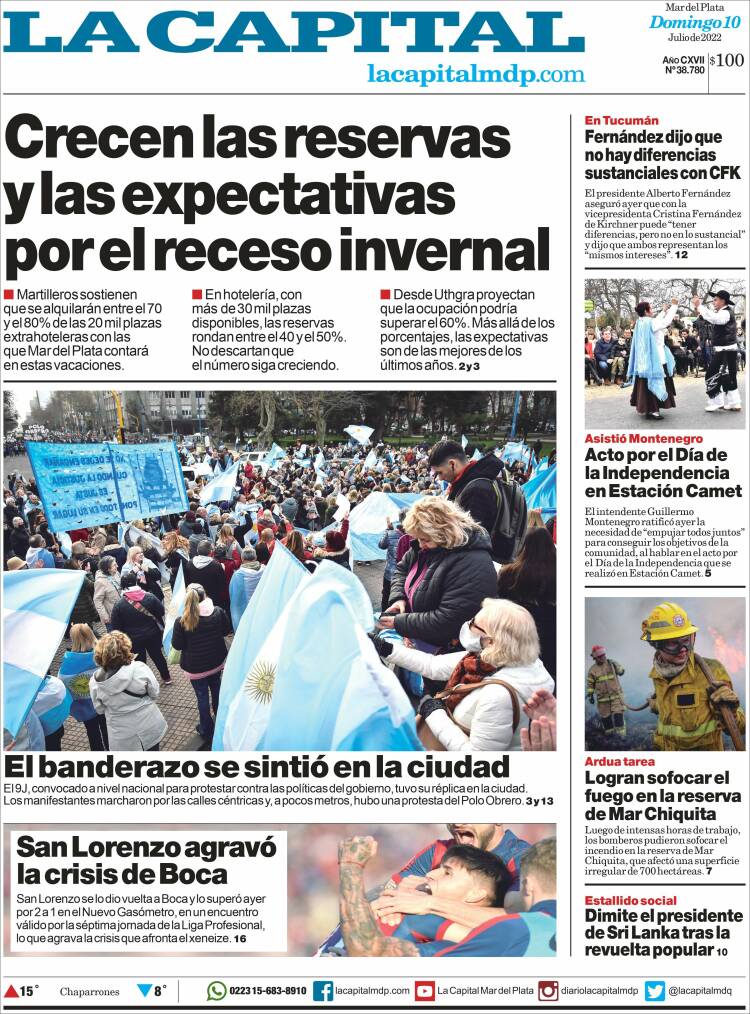 Portada de Diario La Capital - Mar del Plata (Argentina)