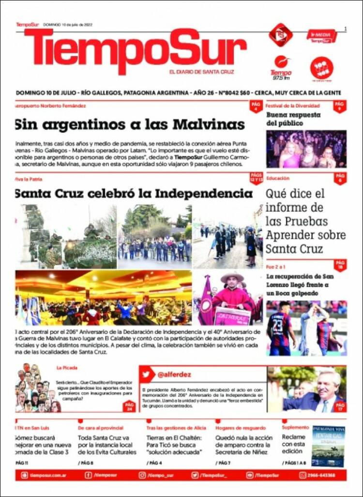 Portada de Tiempo Sur (Argentina)