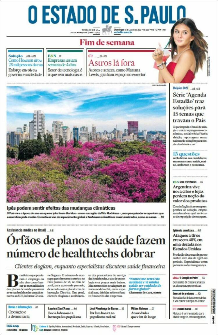 Portada de O Estado de São Paulo (Brasil)