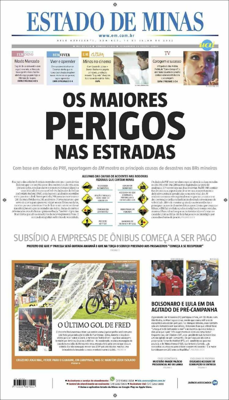 Portada de Jornal Estado de Minas (Brasil)