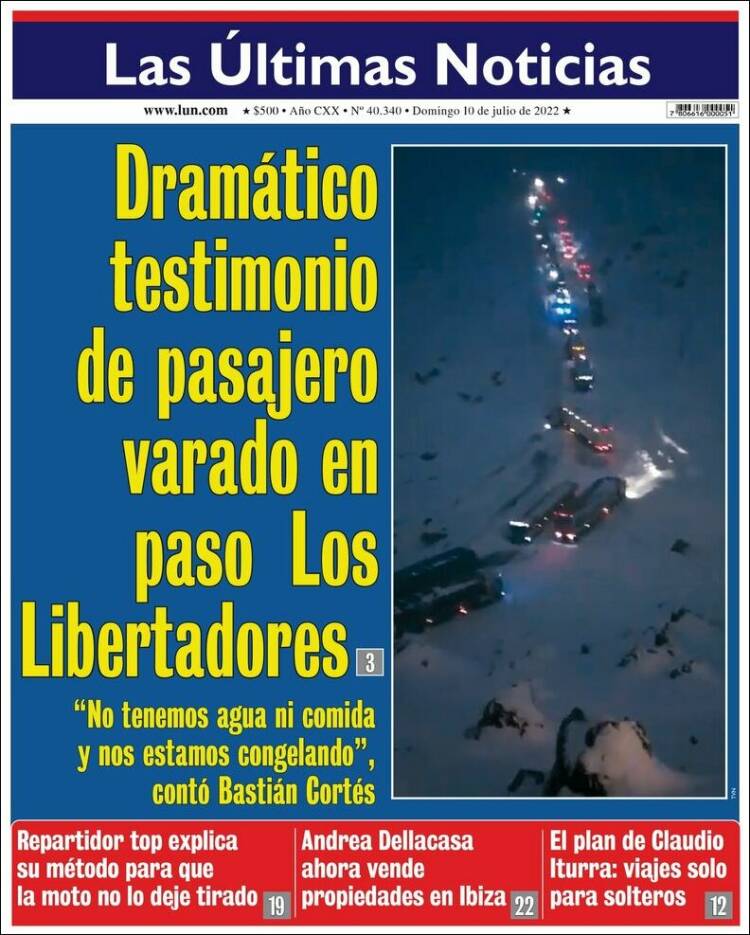 Portada de Las Últimas Noticias (Chile)