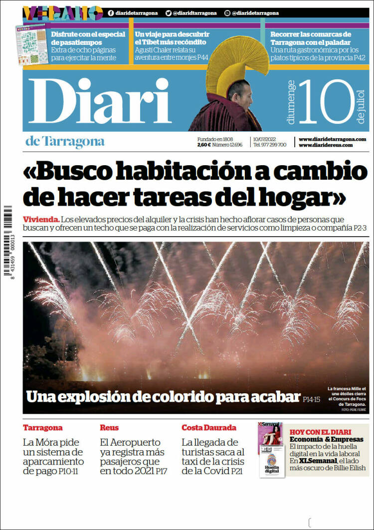 Portada de Diari de Tarragona (España)