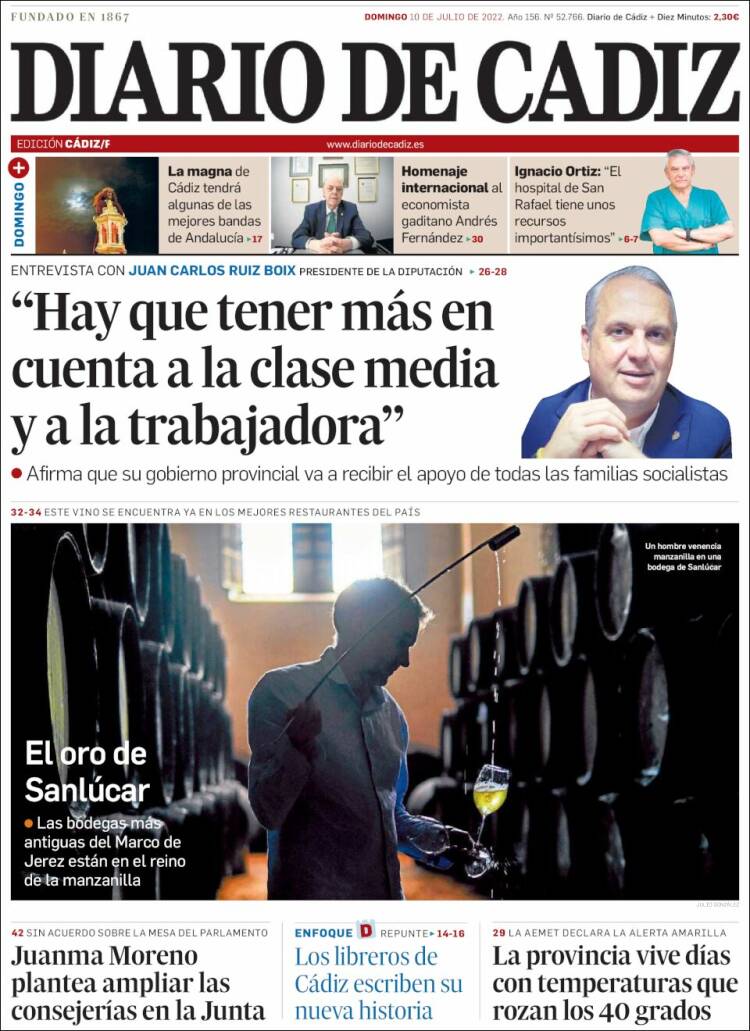 Portada de Diario de Cádiz (España)