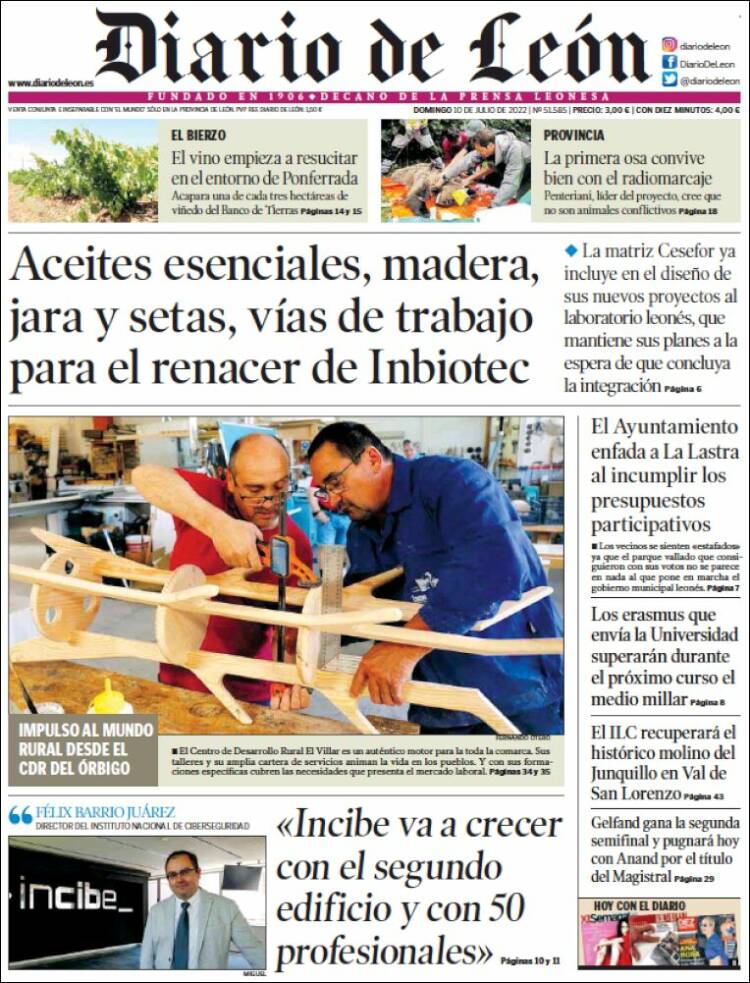 Portada de Diario de León (España)