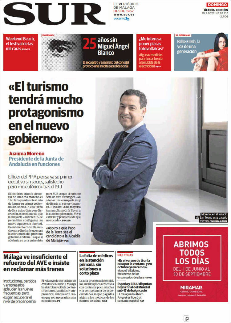 Portada de Diario el Sur (España)