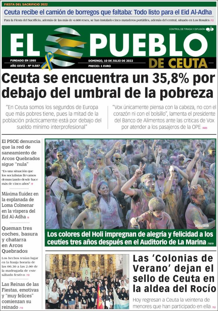 Portada de El Pueblo de Ceuta (España)