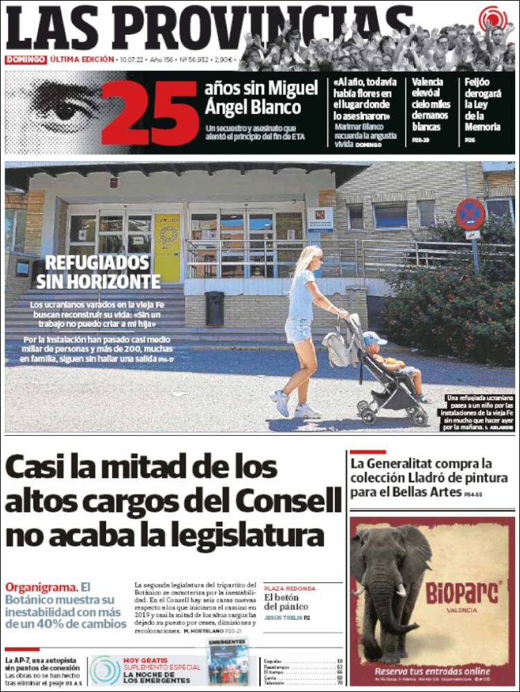 Portada de Las Provincias (España)