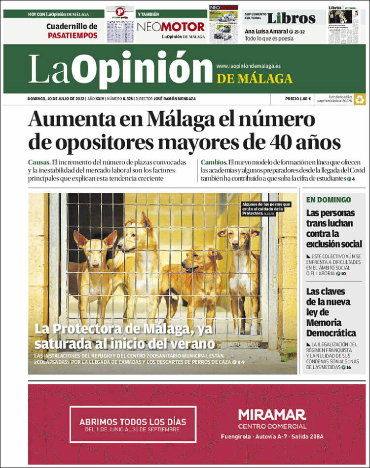 Portada de La Opinión de Málaga (España)