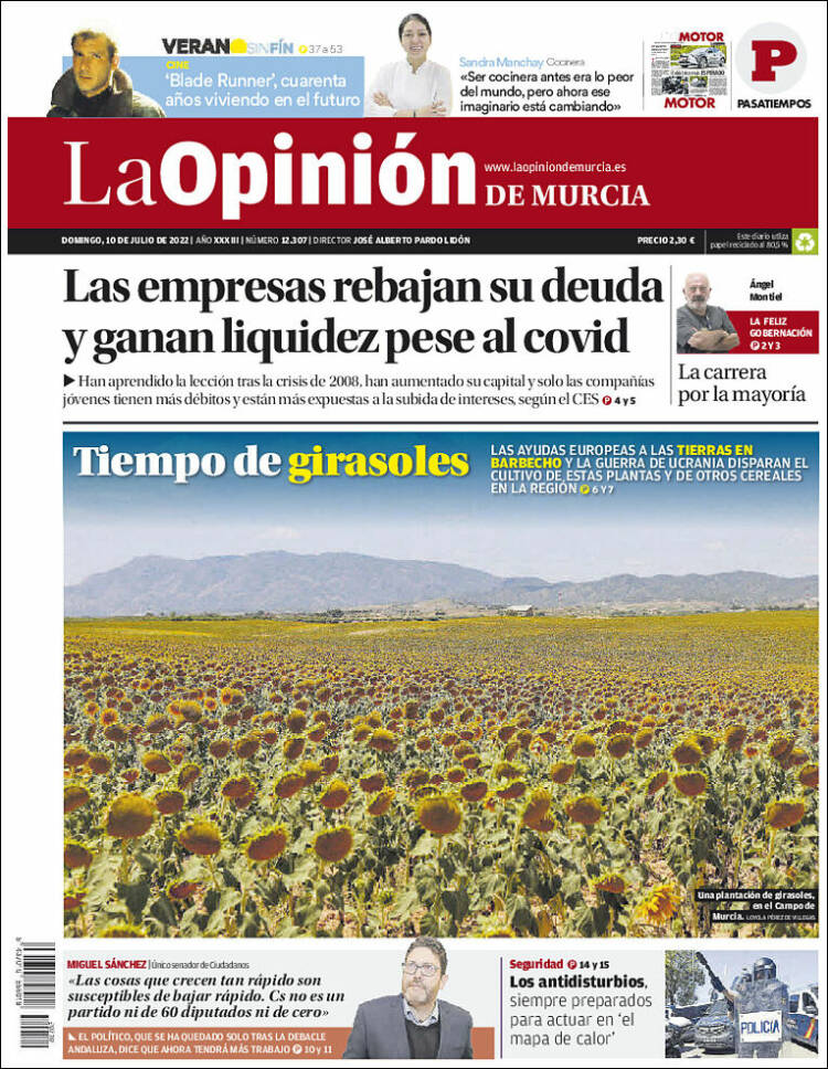 Portada de La Opinión de Murcia (España)