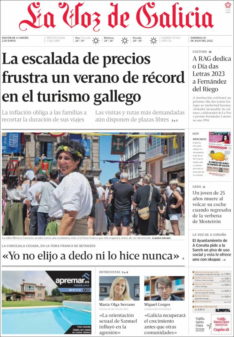 Portada de La Voz de Galicia (España)