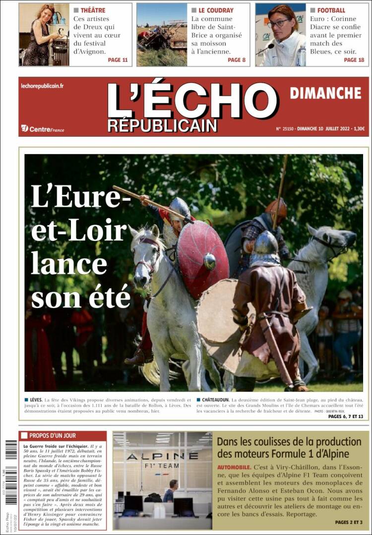 Portada de L'Echo Républicain (Francia)