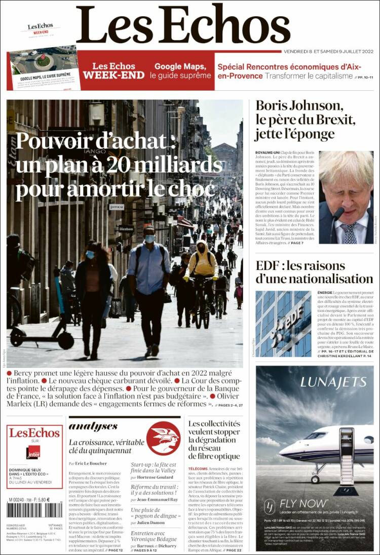 Portada de Les Echos (Francia)
