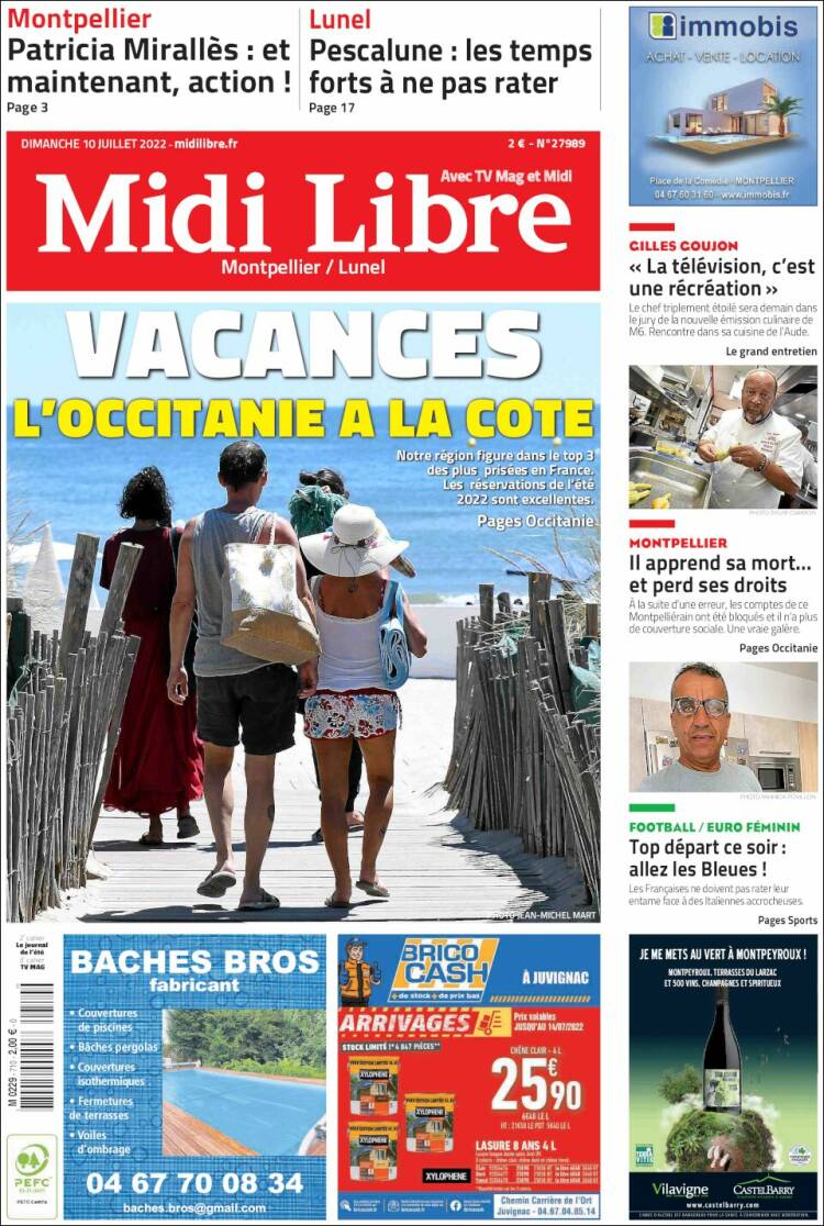 Portada de Midi Libre (Francia)