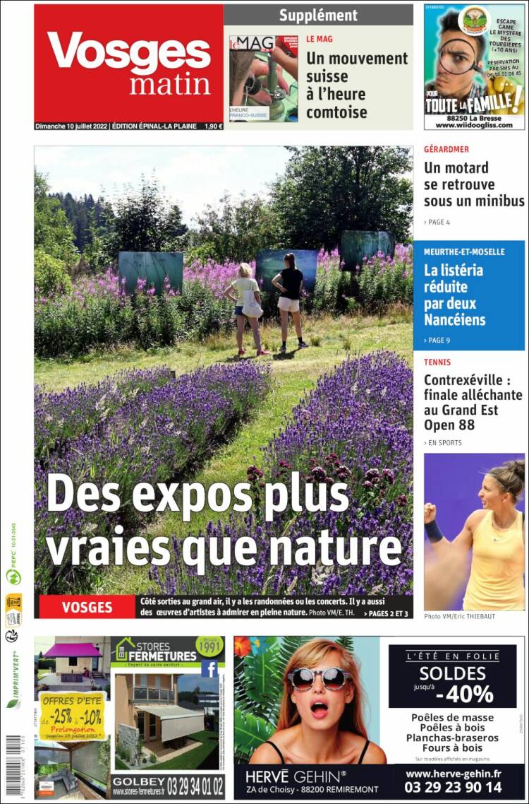 Portada de Vosges Matin (Francia)
