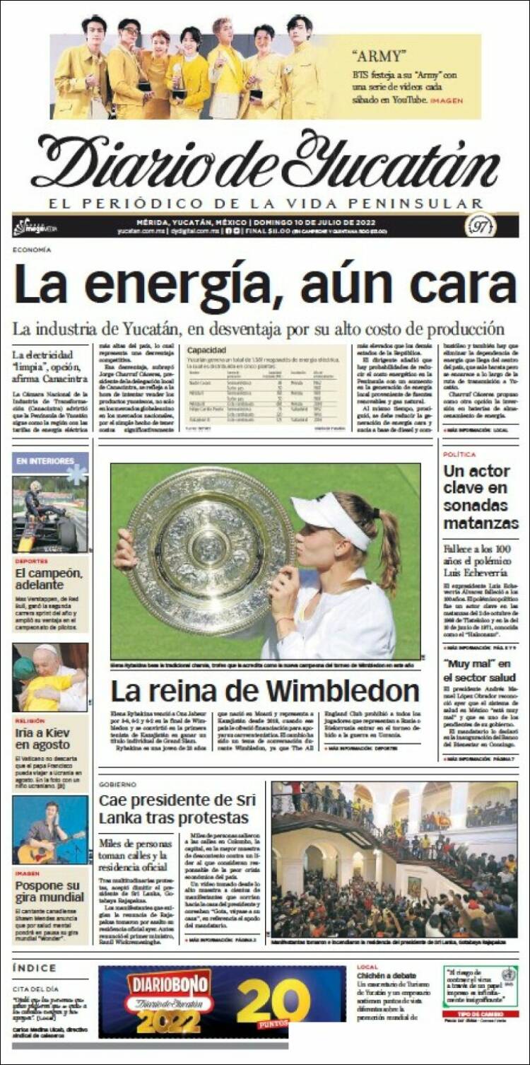 Portada de Diario de Yucatán (M&eacute;xico)