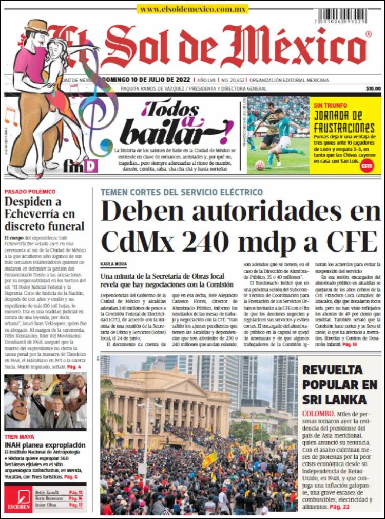 Portada de El Sol de México (M&eacute;xico)