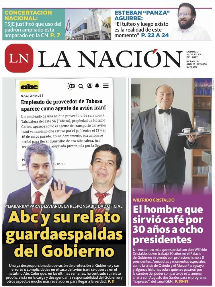 Portada de La Nación (Paraguay)