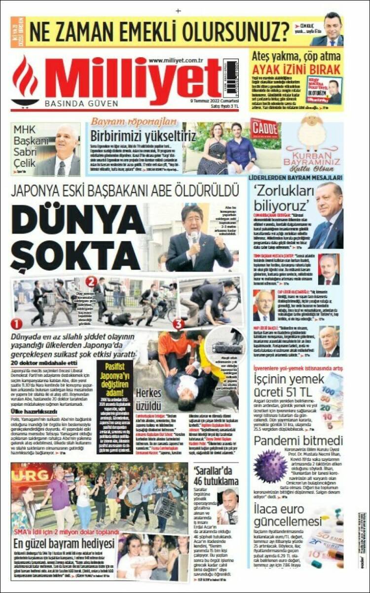 Portada de Milliyet (Turqu&iacute;a)