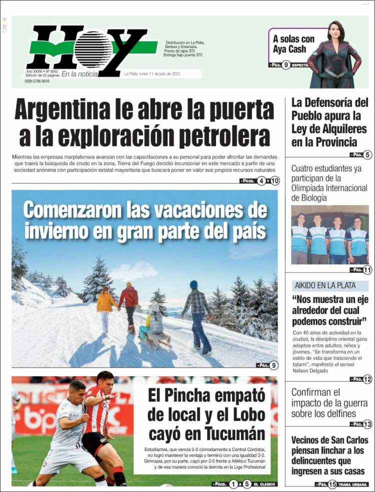 Portada de Diario Hoy (Argentina)