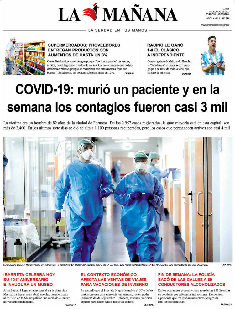 Portada de Diario La Mañana (Argentina)