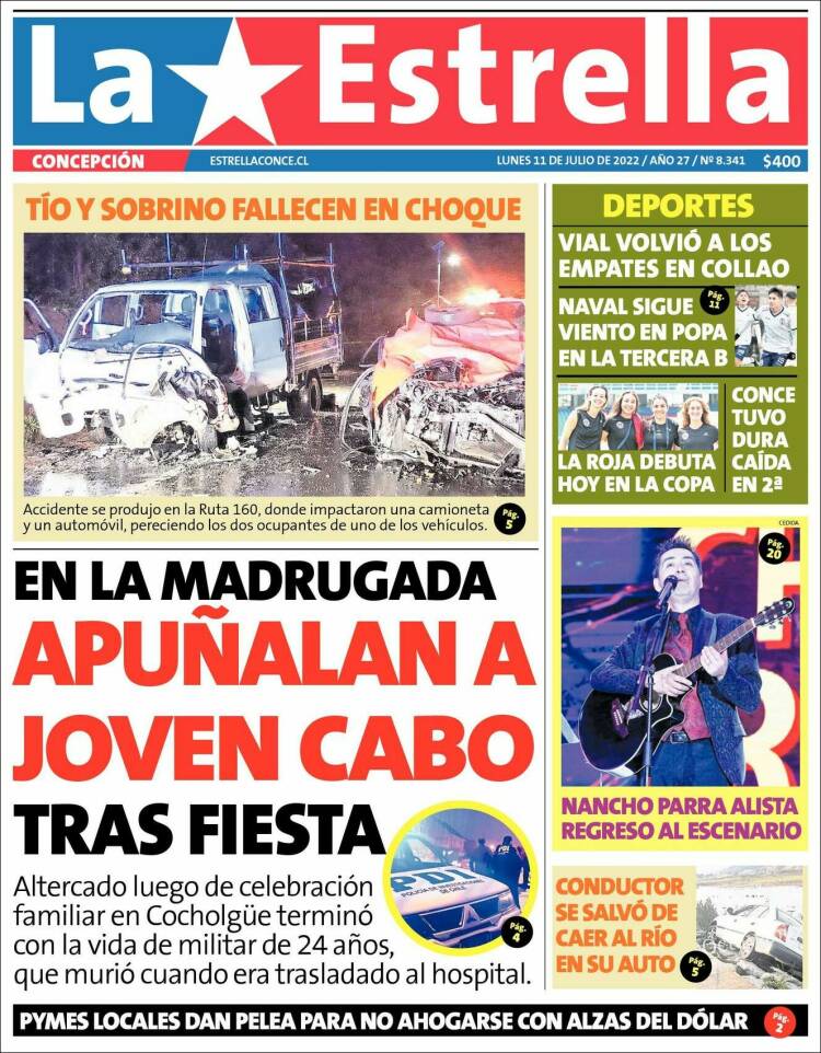 Portada de La Estrella de Concepción (Chile)