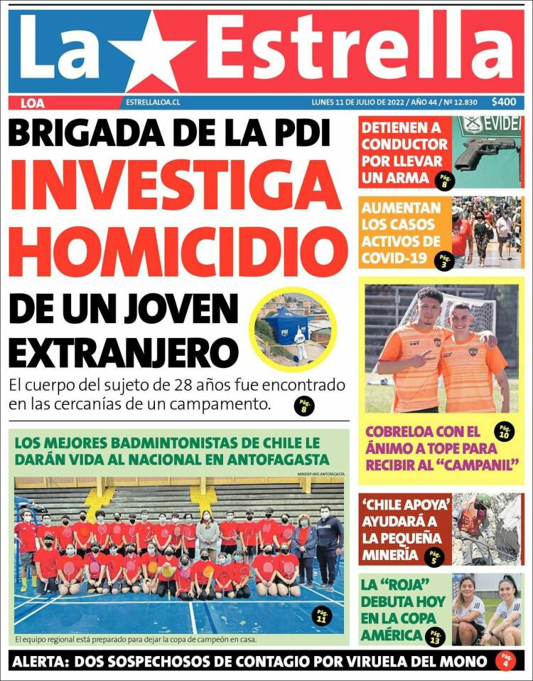 Portada de La Estrella de Loa (Chile)