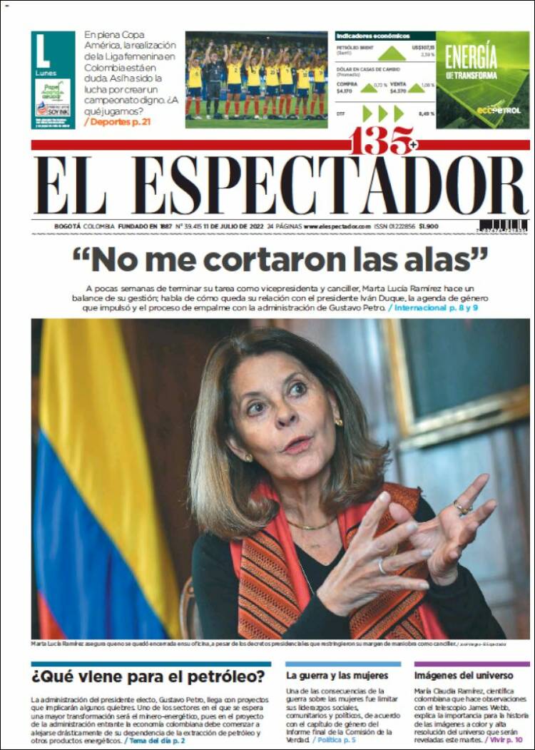 Portada de El Espectador (Colombia)