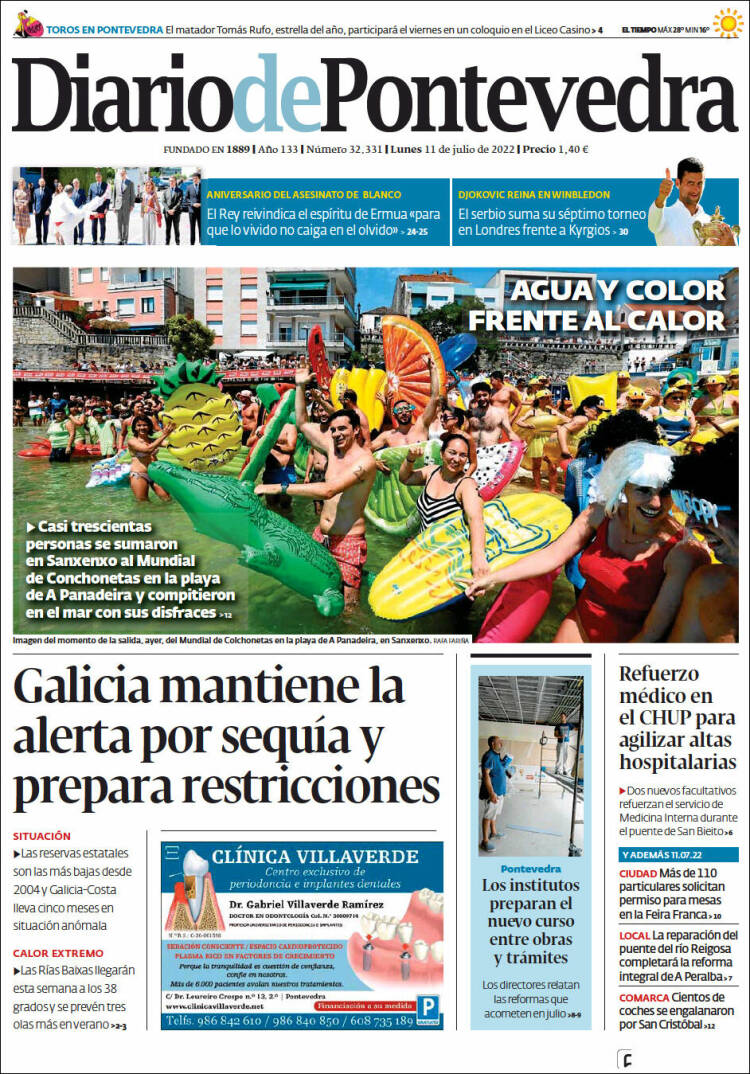 Portada de Diario de Pontevedra (Spain)