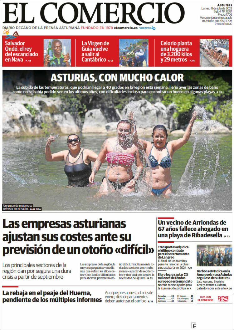 Portada de El Comercio (Spain)