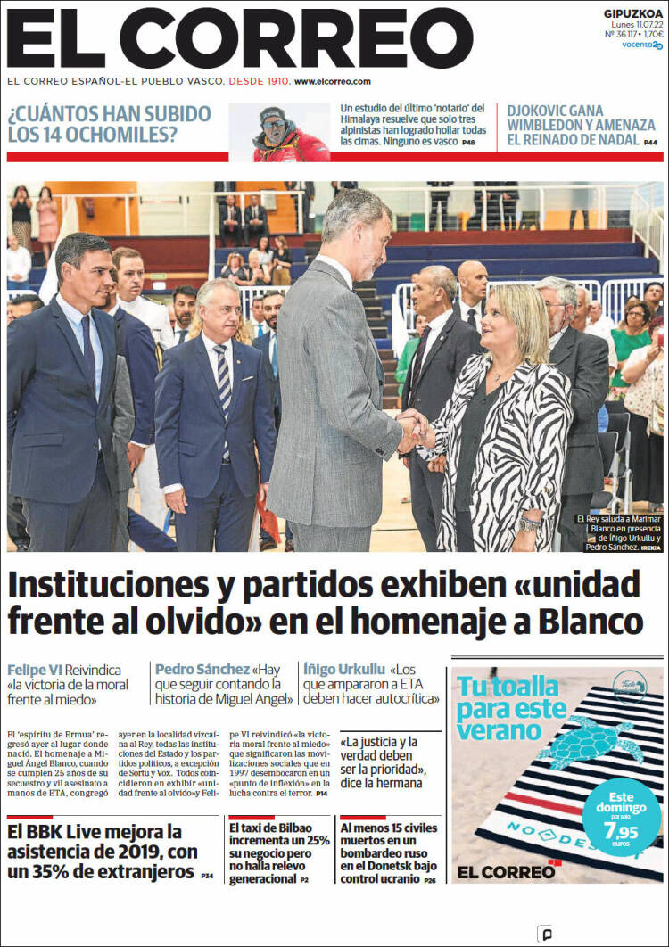 Portada de El Correo - Guipuzcoa (Spain)