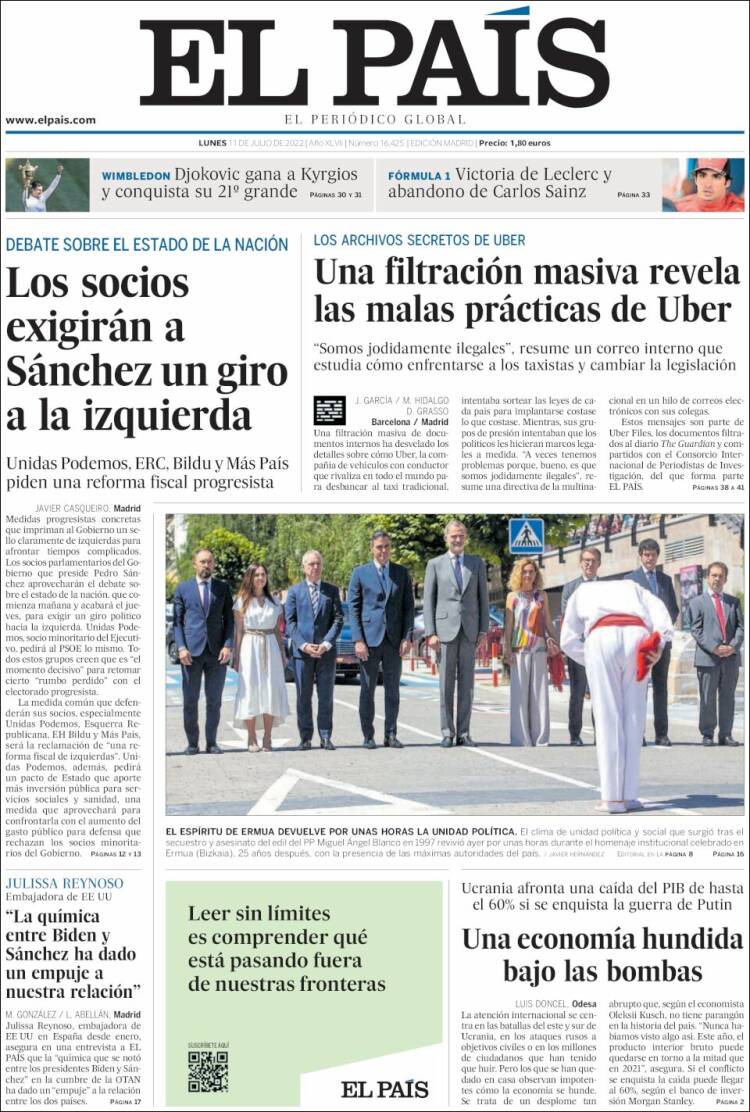 Portada de El País (Spain)
