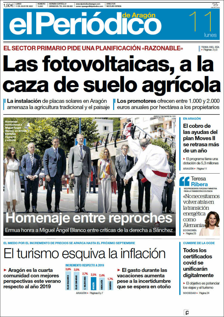 Portada de El Periódico de Aragón (Spain)
