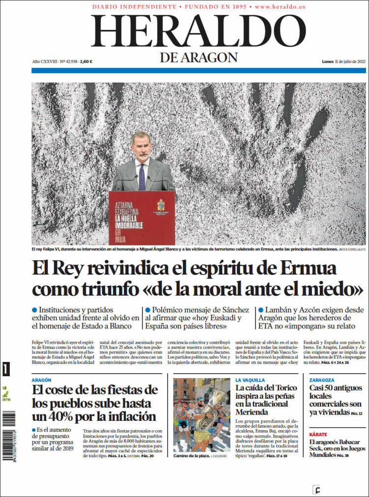 Portada de Heraldo de Aragón (Spain)