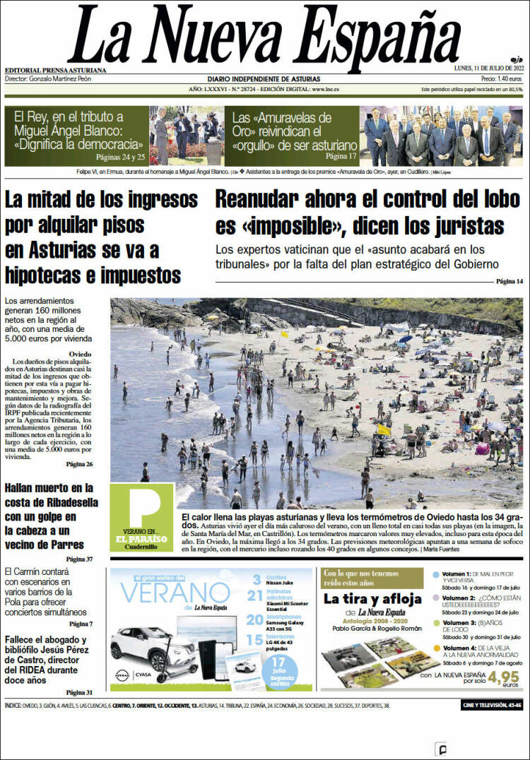 Portada de La Nueva España (Spain)