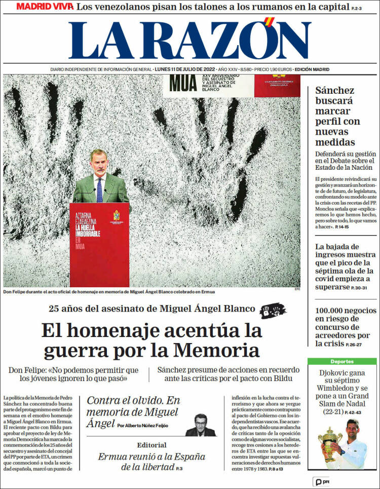 Portada de La Razón (Spain)