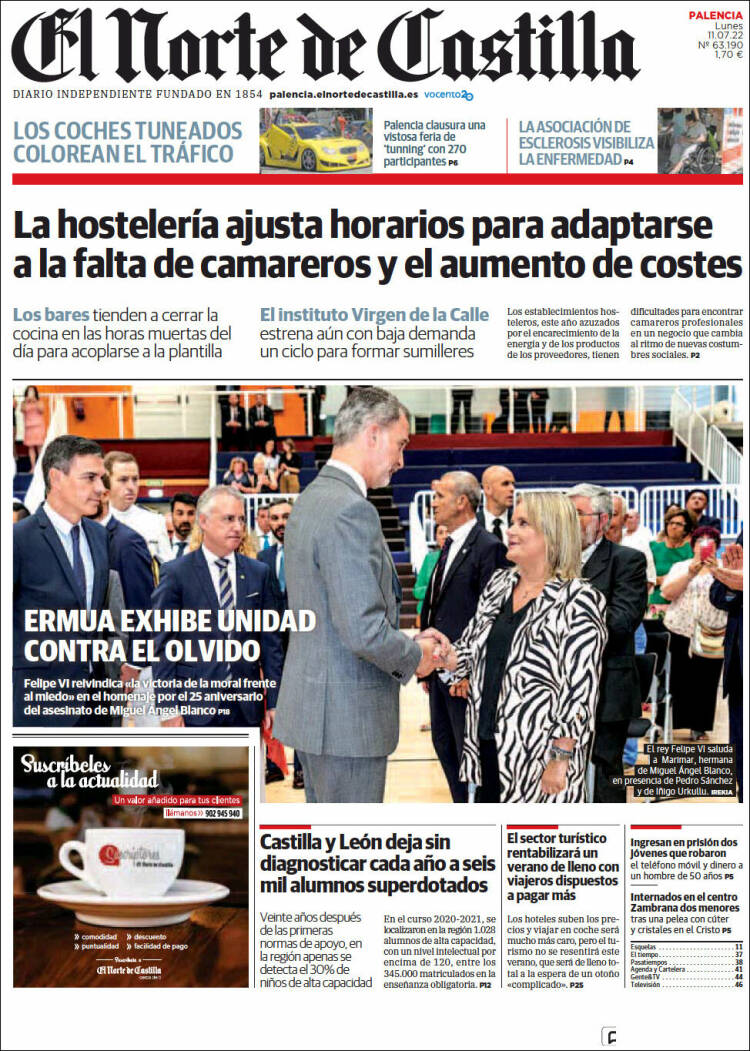 Portada de Norte de Castilla - Palencia (Spain)
