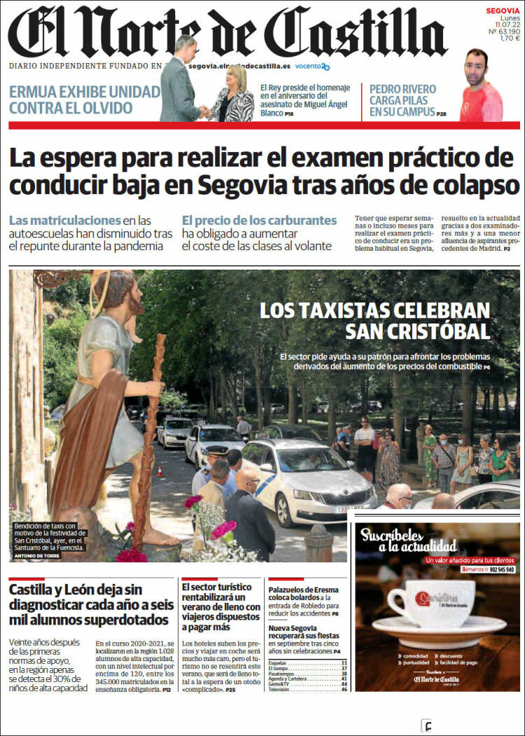 Portada de Norte de Castilla - Segovia (Spain)