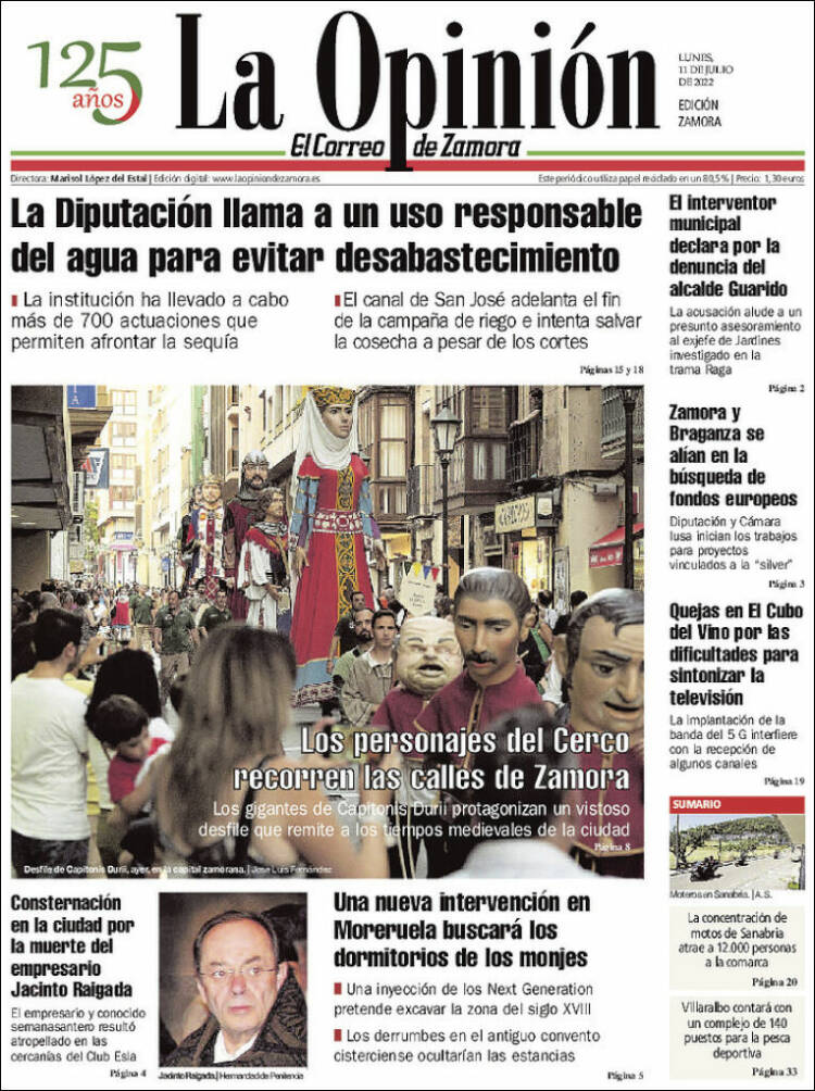 Portada de La Opinión - El Correo de Zamora (Spain)