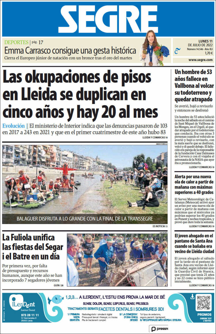 Portada de Segre  (Spain)