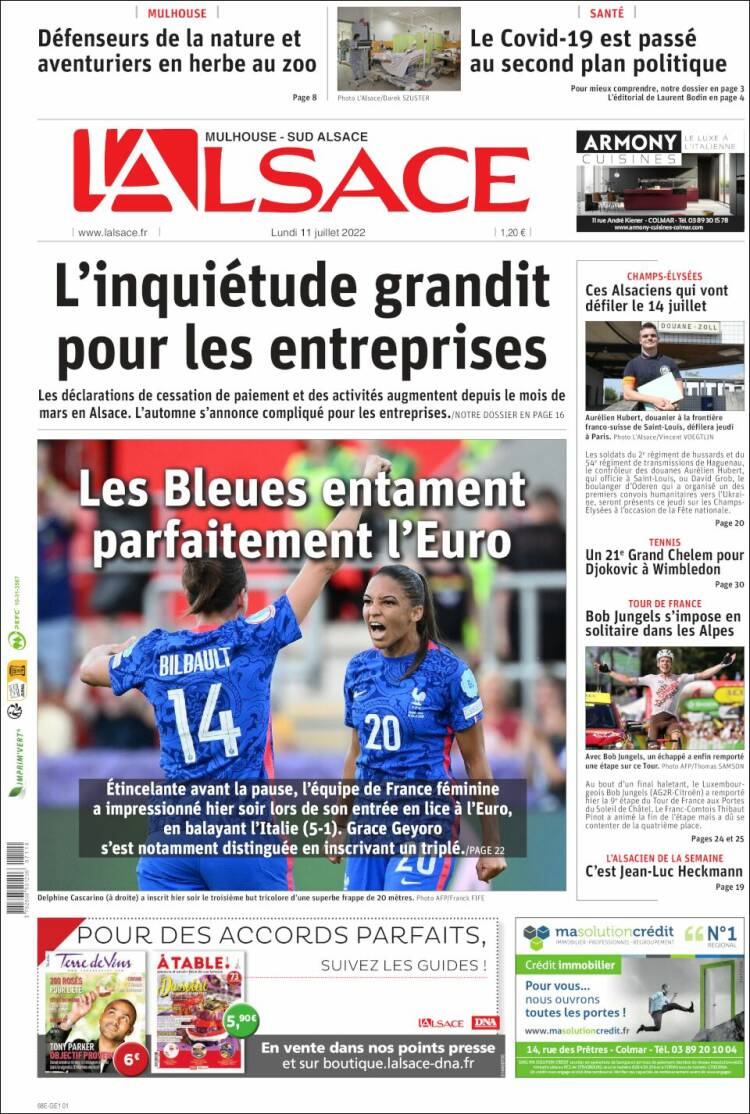 Portada de Journal L'Alsace (Francia)