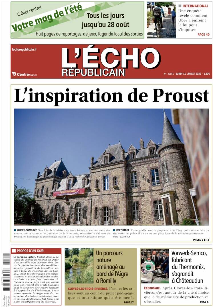 Portada de L'Echo Républicain (Francia)