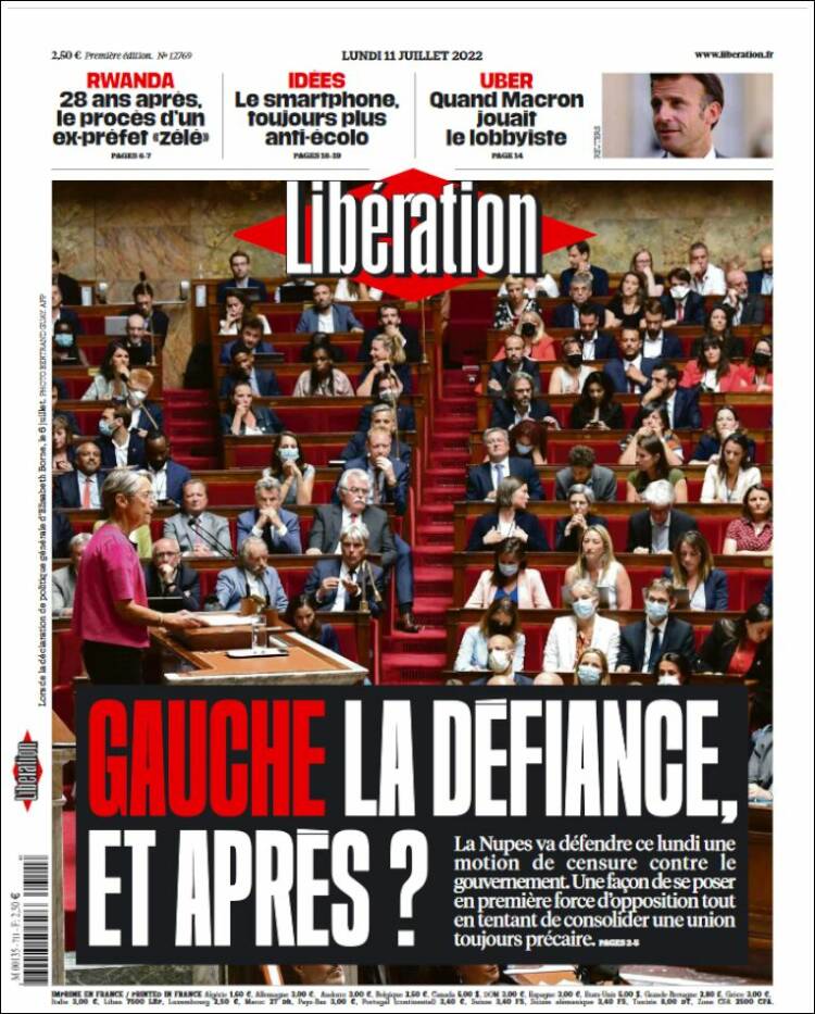 Portada de Libération (Francia)