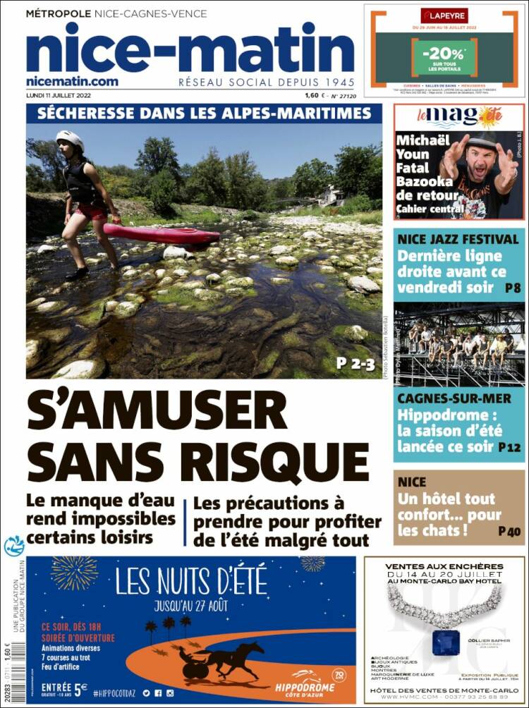 Portada de Nice-Matin (Francia)