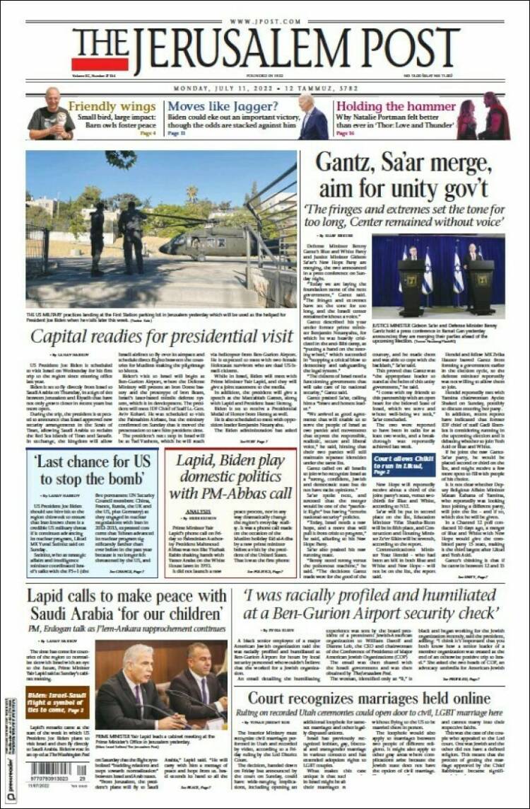 Portada de The Jerusalem Post (Israel)